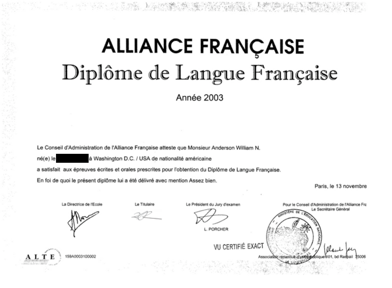 French certificate