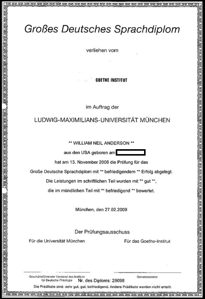 German certificate page 1